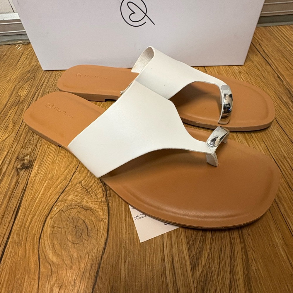 Chic White and Tan Sandals